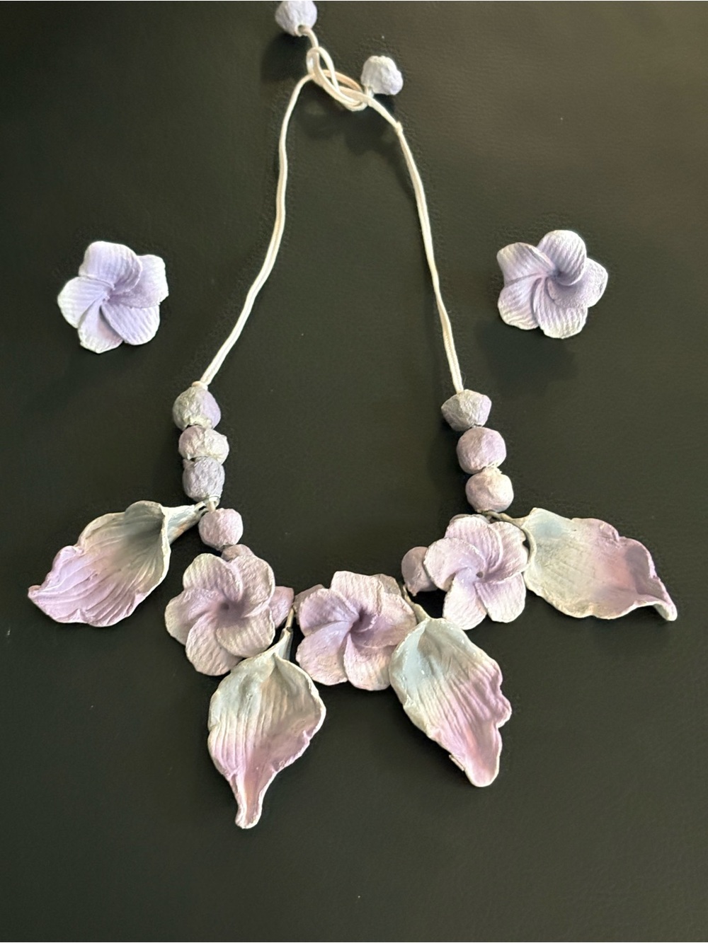 Lilac Floral Statement Necklace with Petal Accents